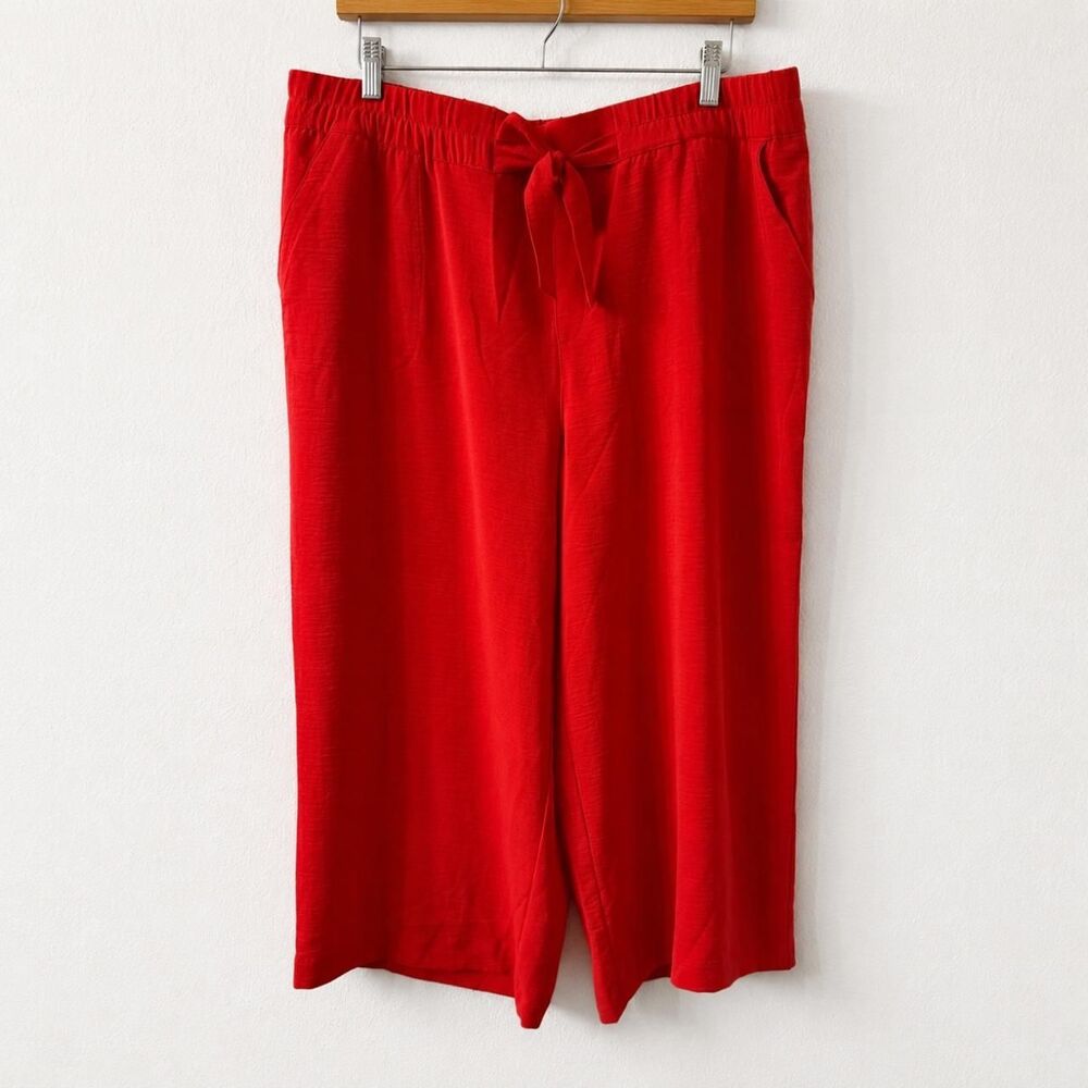 Counterparts Red Wide Leg Crop Pants, XLG